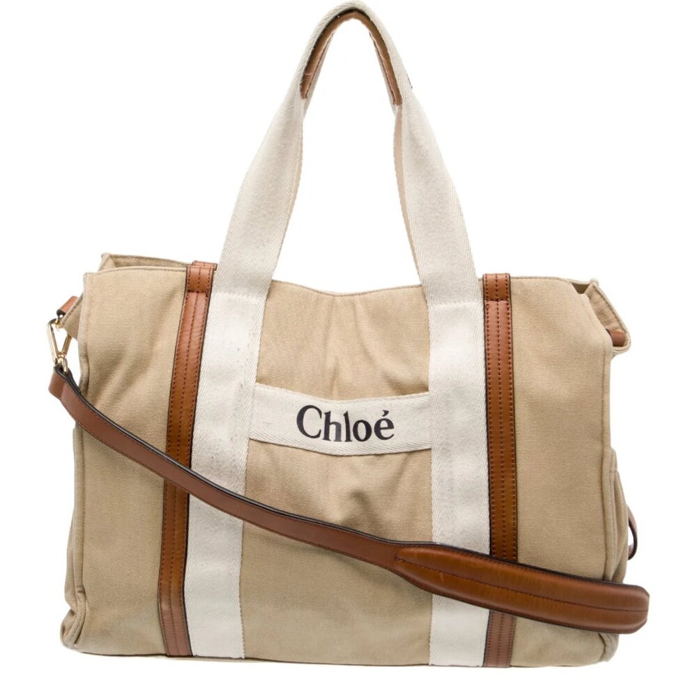 Chloe Leather and Canvas Baby Tote Bag